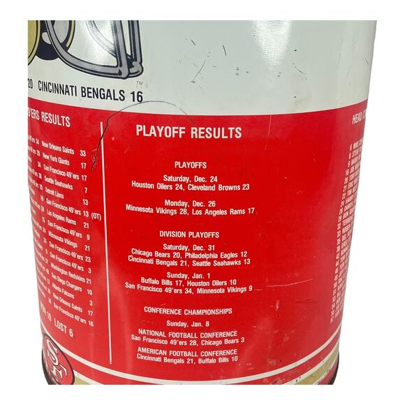 Vintage P&K San Francisco 49ers Metal TRASH CAN 19” Super Bowl XXIII Champions - Picture 7 of 16